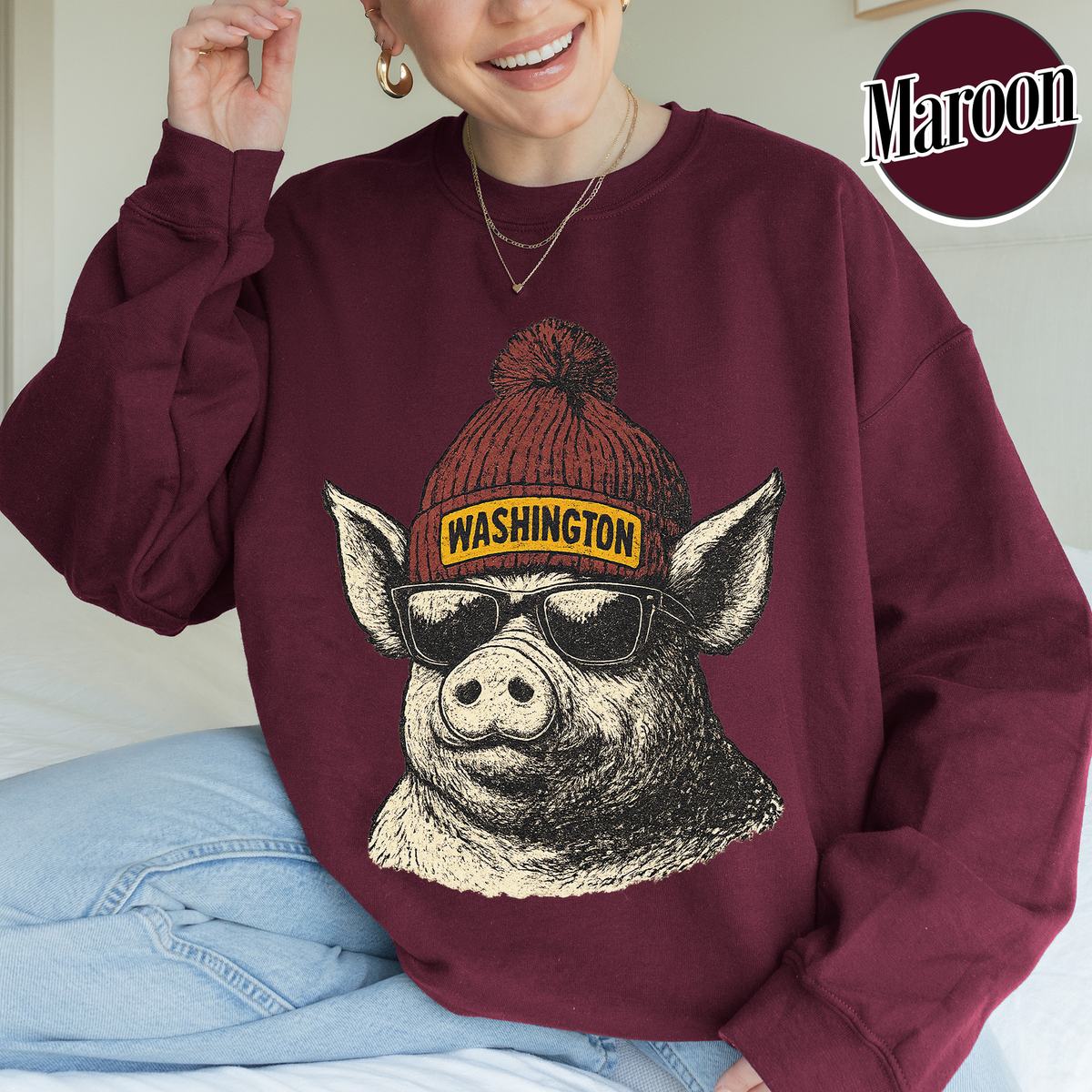 Unisex Washington football vintage crewneck sweatshirt for men and women