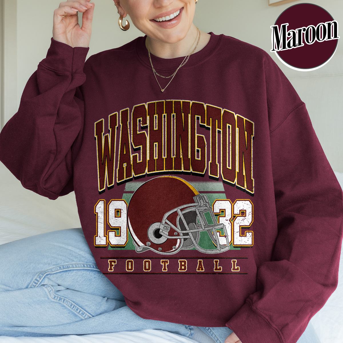 Unisex Washington football vintage crewneck sweatshirt for men and women