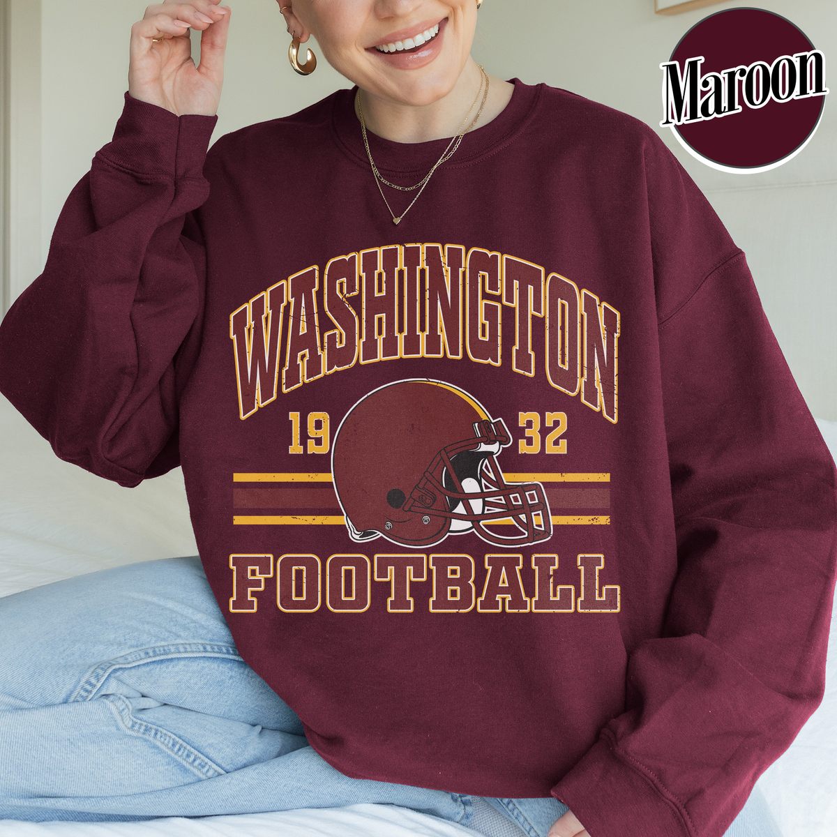 Unisex Washington football vintage crewneck sweatshirt for men and women