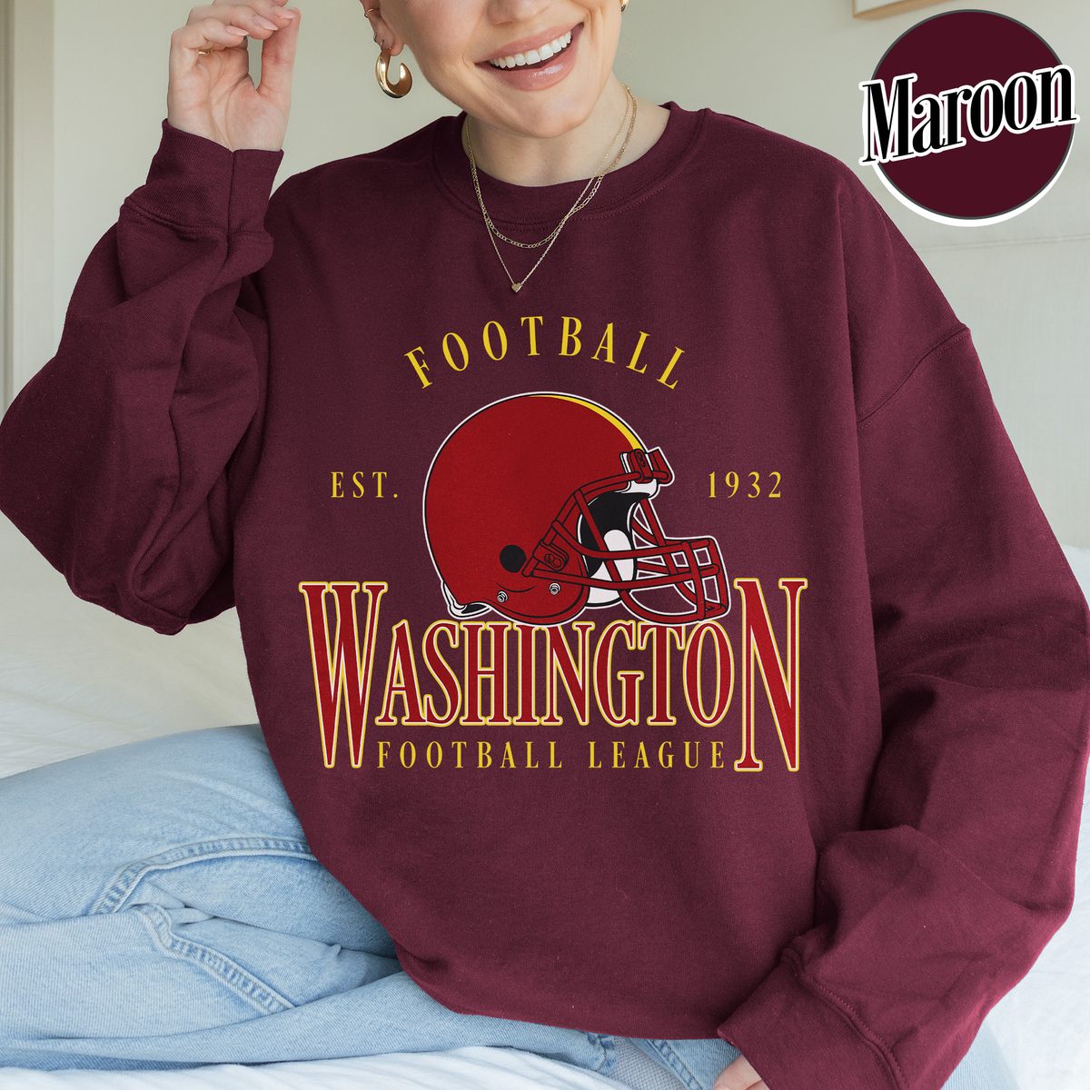 Unisex Washington football vintage crewneck sweatshirt for men and women