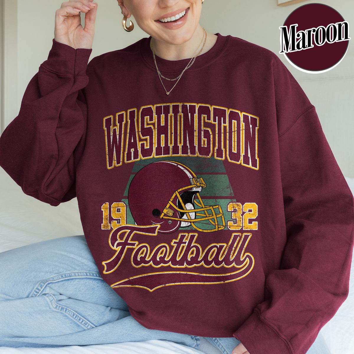 Unisex Washington football vintage crewneck sweatshirt for men and women