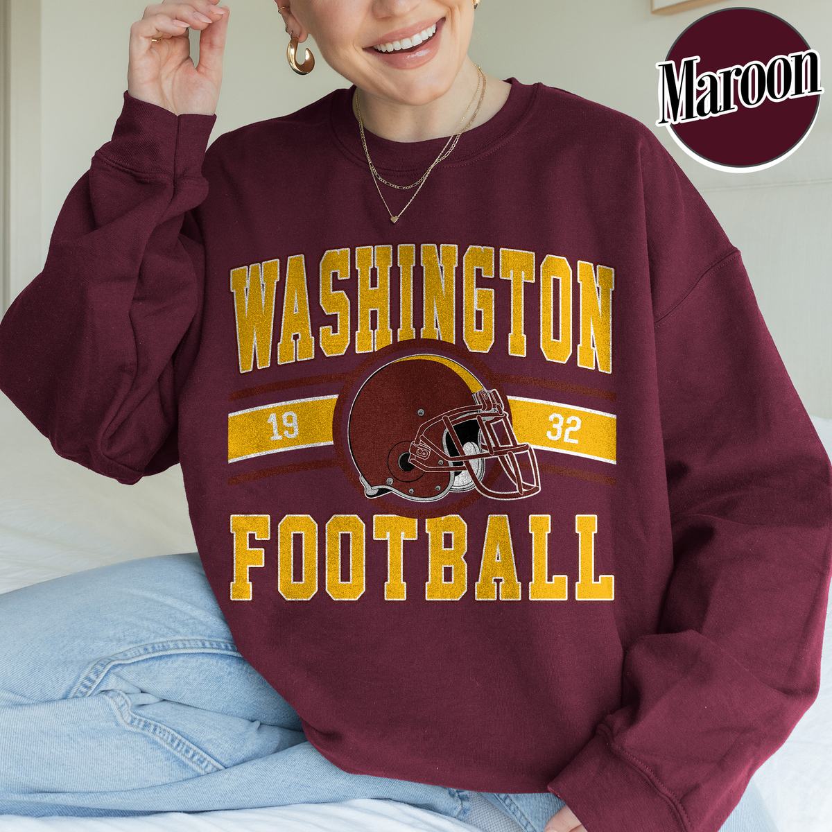 Unisex Washington football vintage crewneck sweatshirt for men and women