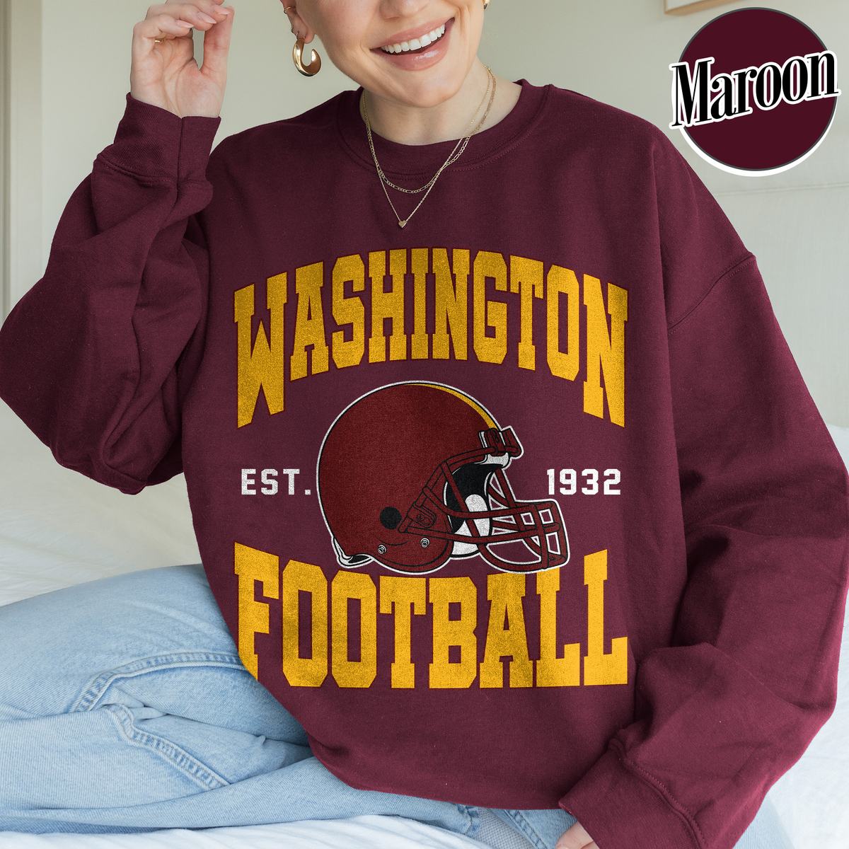 Unisex Washington football vintage crewneck sweatshirt for men and women