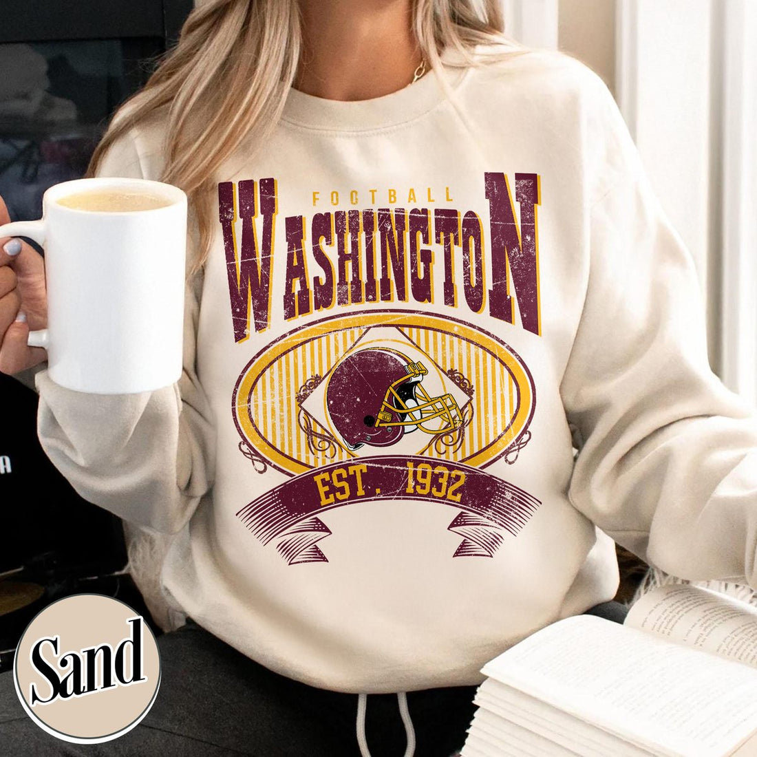 Unisex Washington football vintage crewneck sweatshirt for men and women