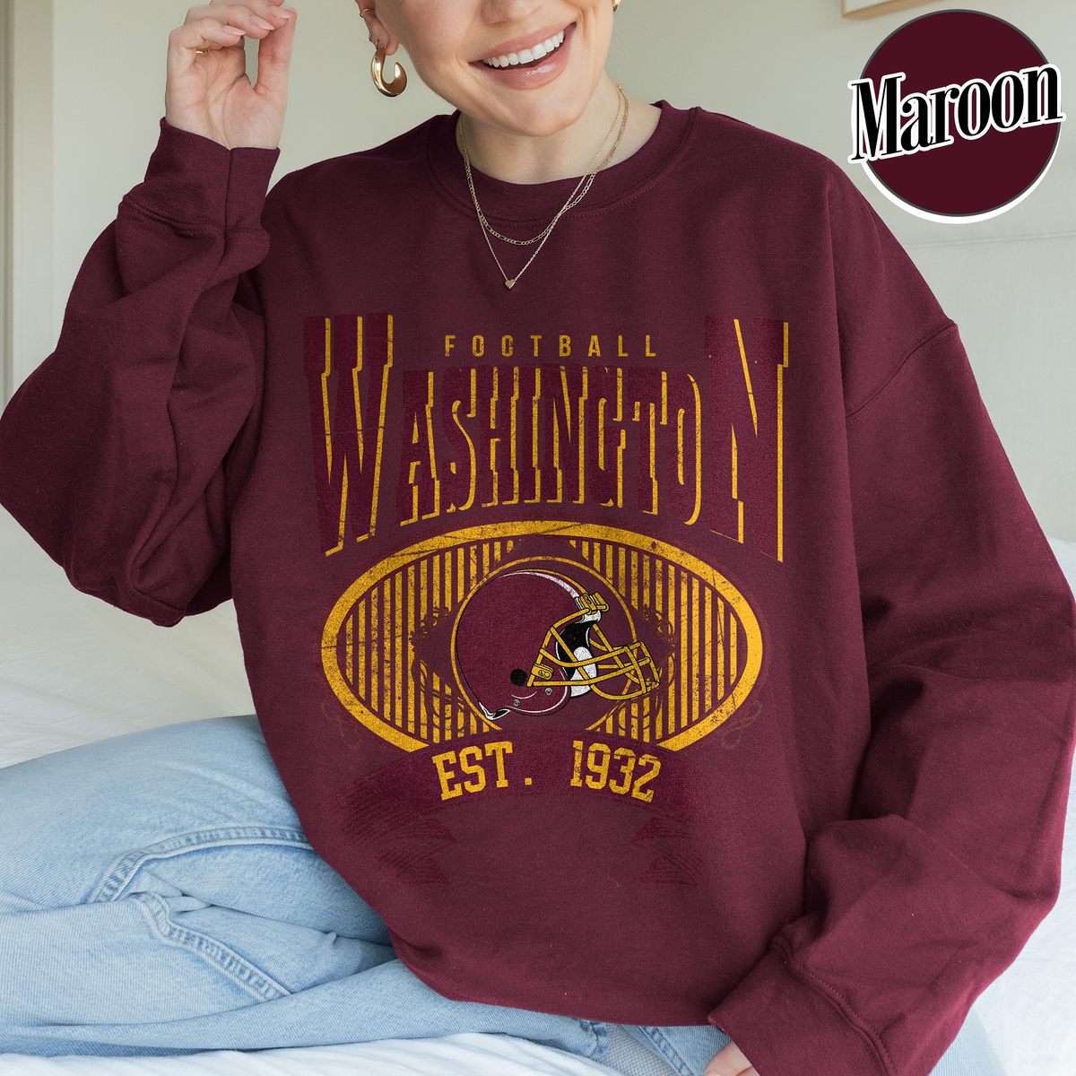 Unisex Washington football vintage crewneck sweatshirt for men and women